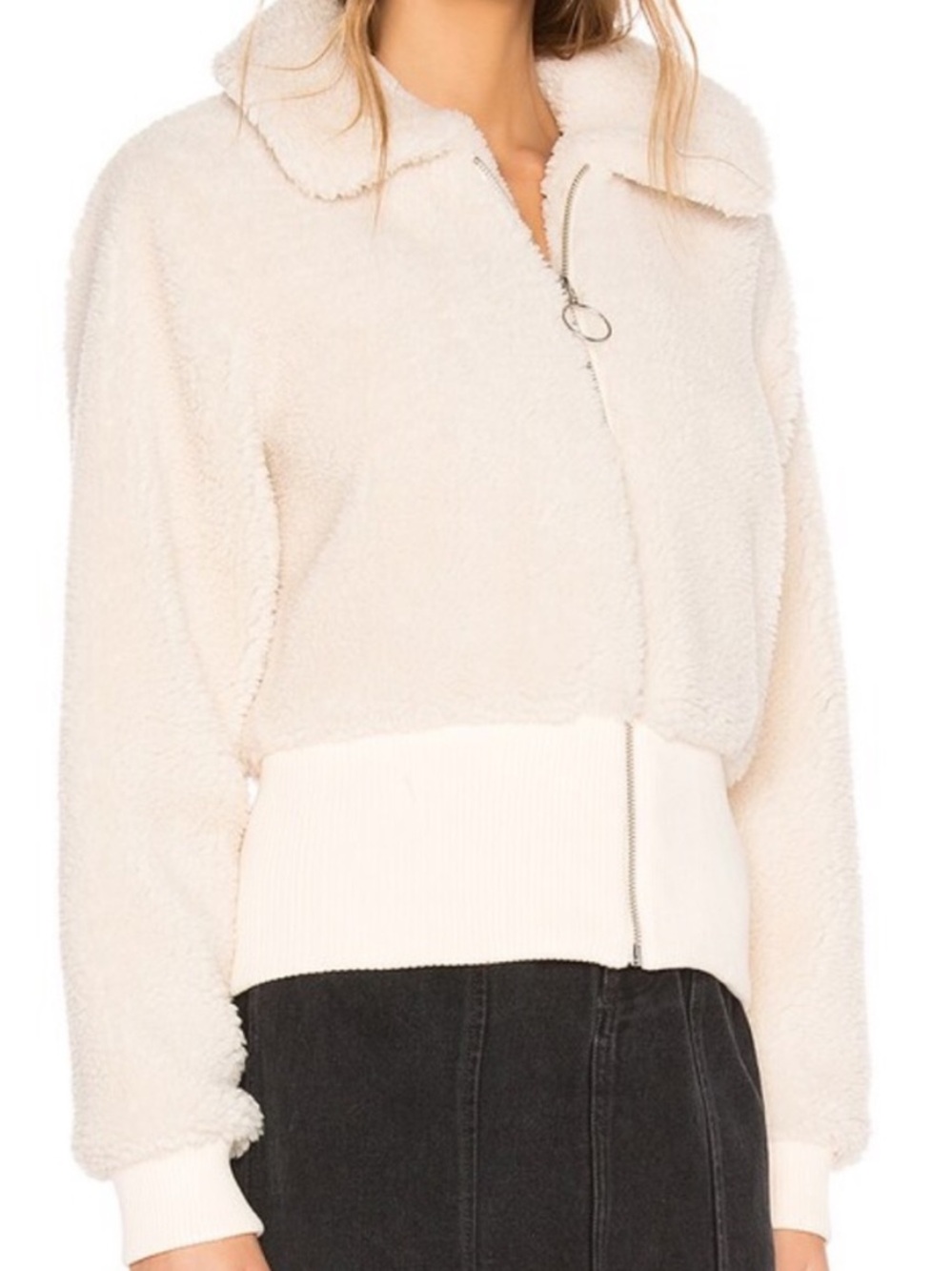 Lovers and Friends Coco Zip Cropped Jacket Size Small Ivory